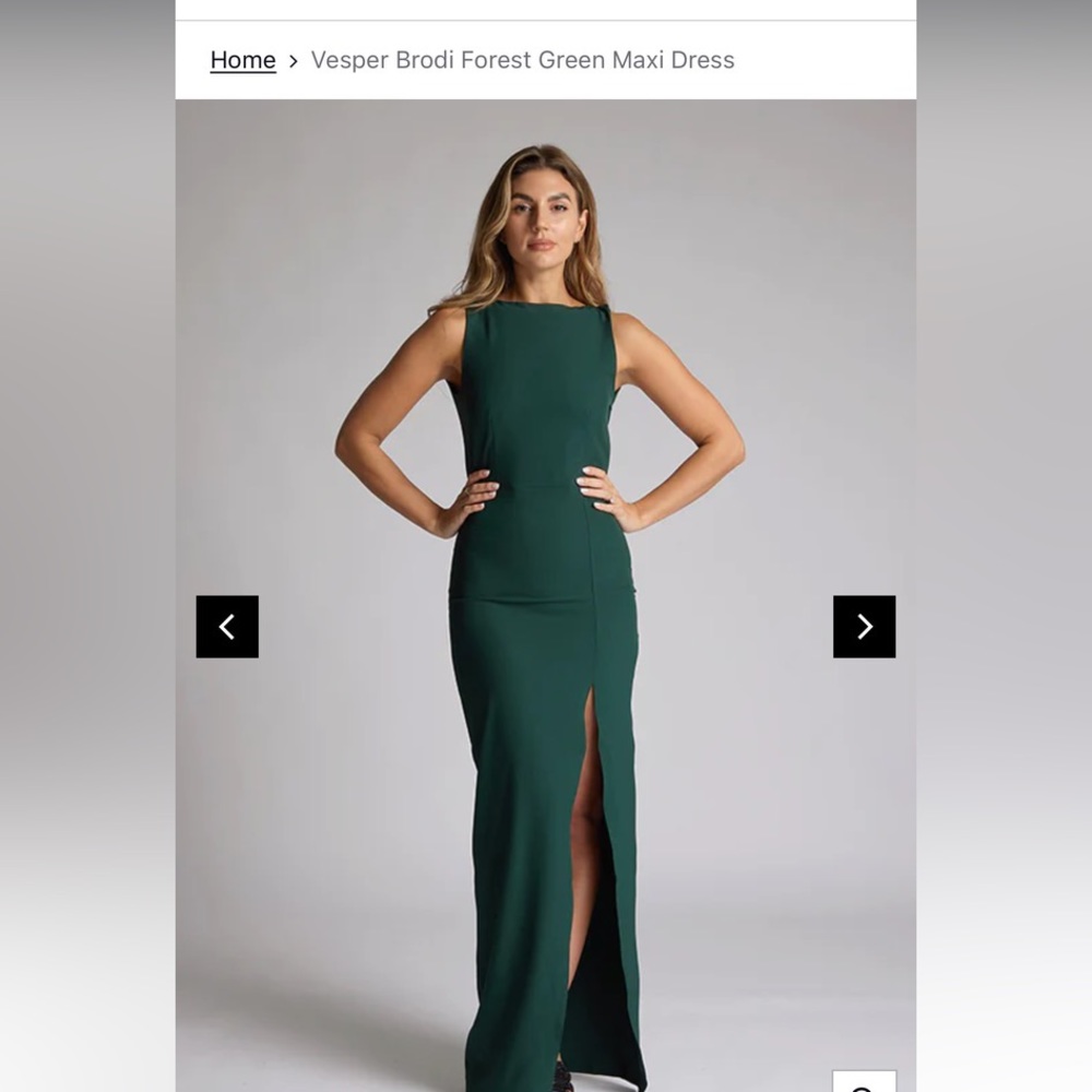 Vesper Brodi Forest Green Maxi Dress
